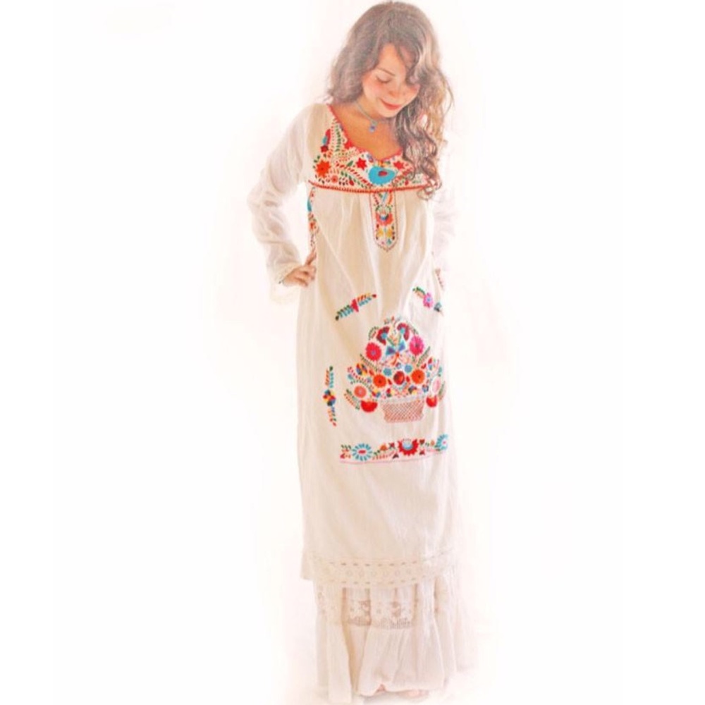 Mexican dress bell sleeves maxi boho chic